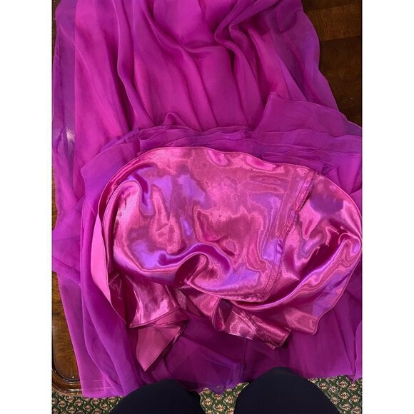 La Femme Purple Magenta Strapless Rhinestone Sweetheart Neck Gown Size 0 - Picture 12 of 12